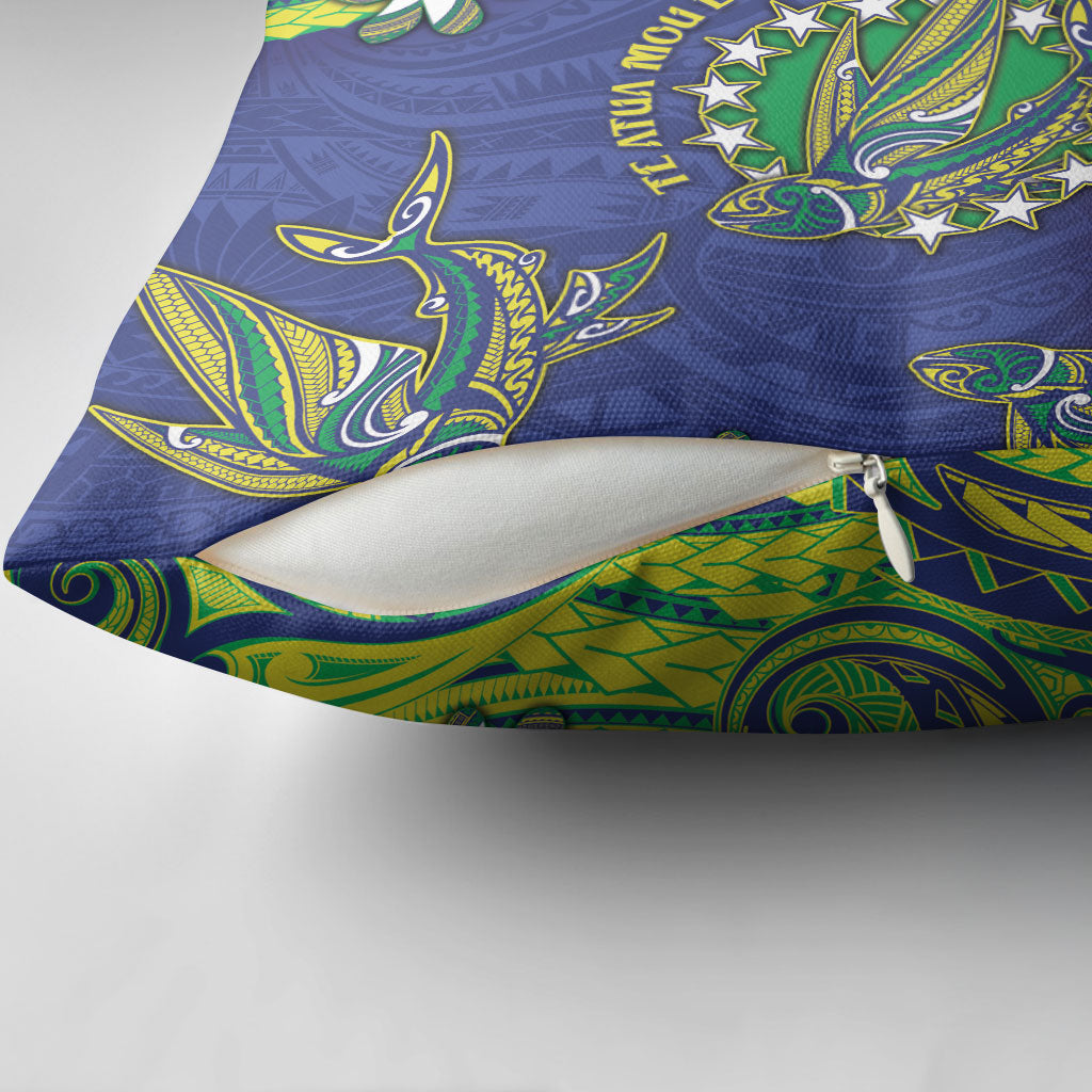 Cook Islands Language Week Pillow Cover Flying Fish 15 Stars Tribal Patterns