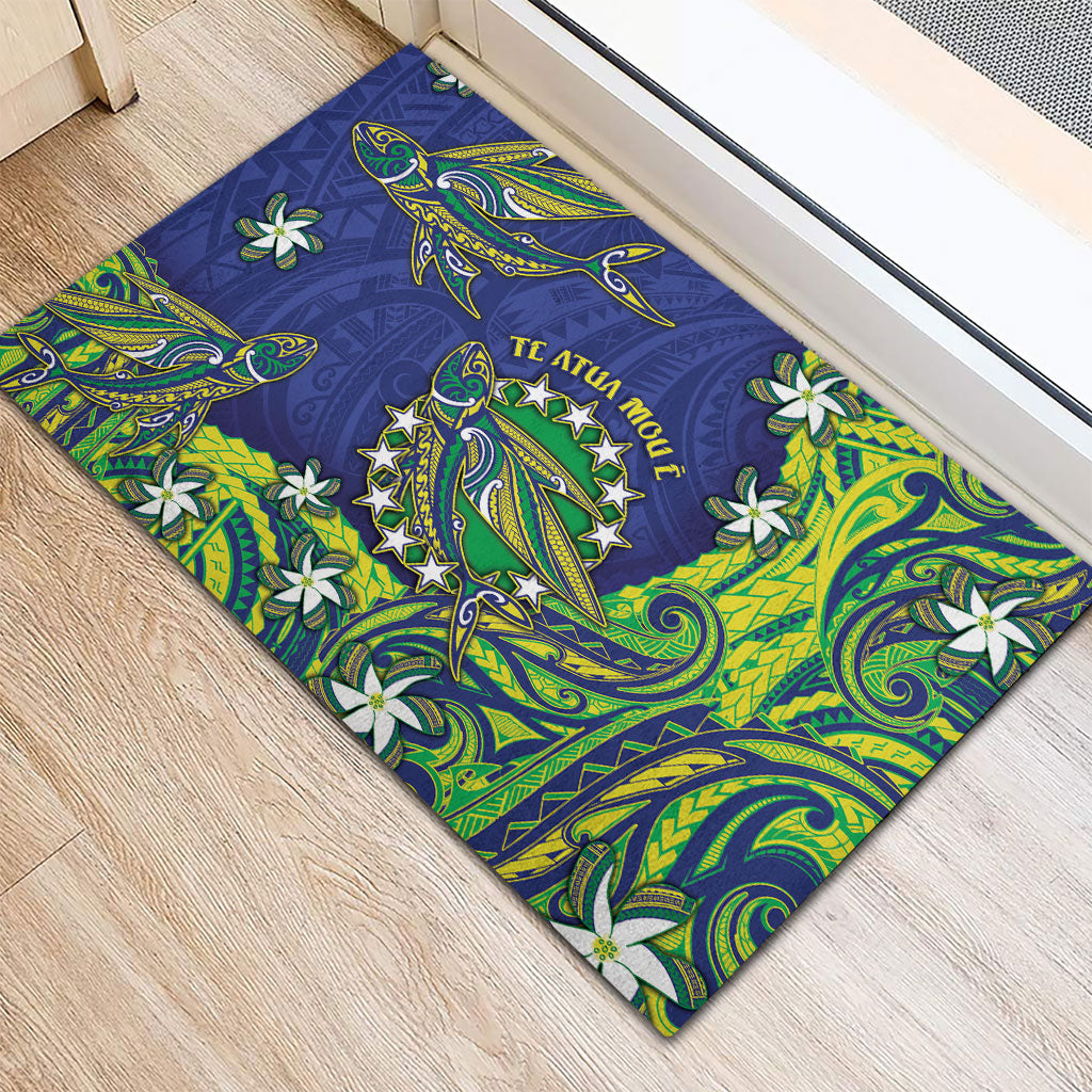 Cook Islands Language Week Rubber Doormat Flying Fish 15 Stars Tribal Patterns
