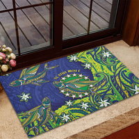 Cook Islands Language Week Rubber Doormat Flying Fish 15 Stars Tribal Patterns