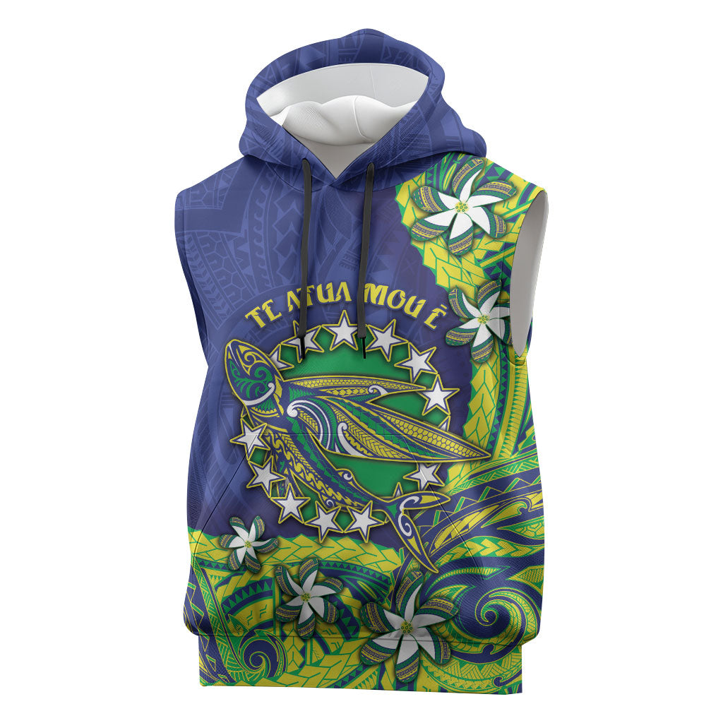 Cook Islands Language Week Sleeveless Hoodie Flying Fish 15 Stars Tribal Patterns