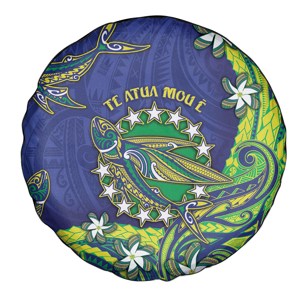 Cook Islands Language Week Spare Tire Cover Flying Fish 15 Stars Tribal Patterns
