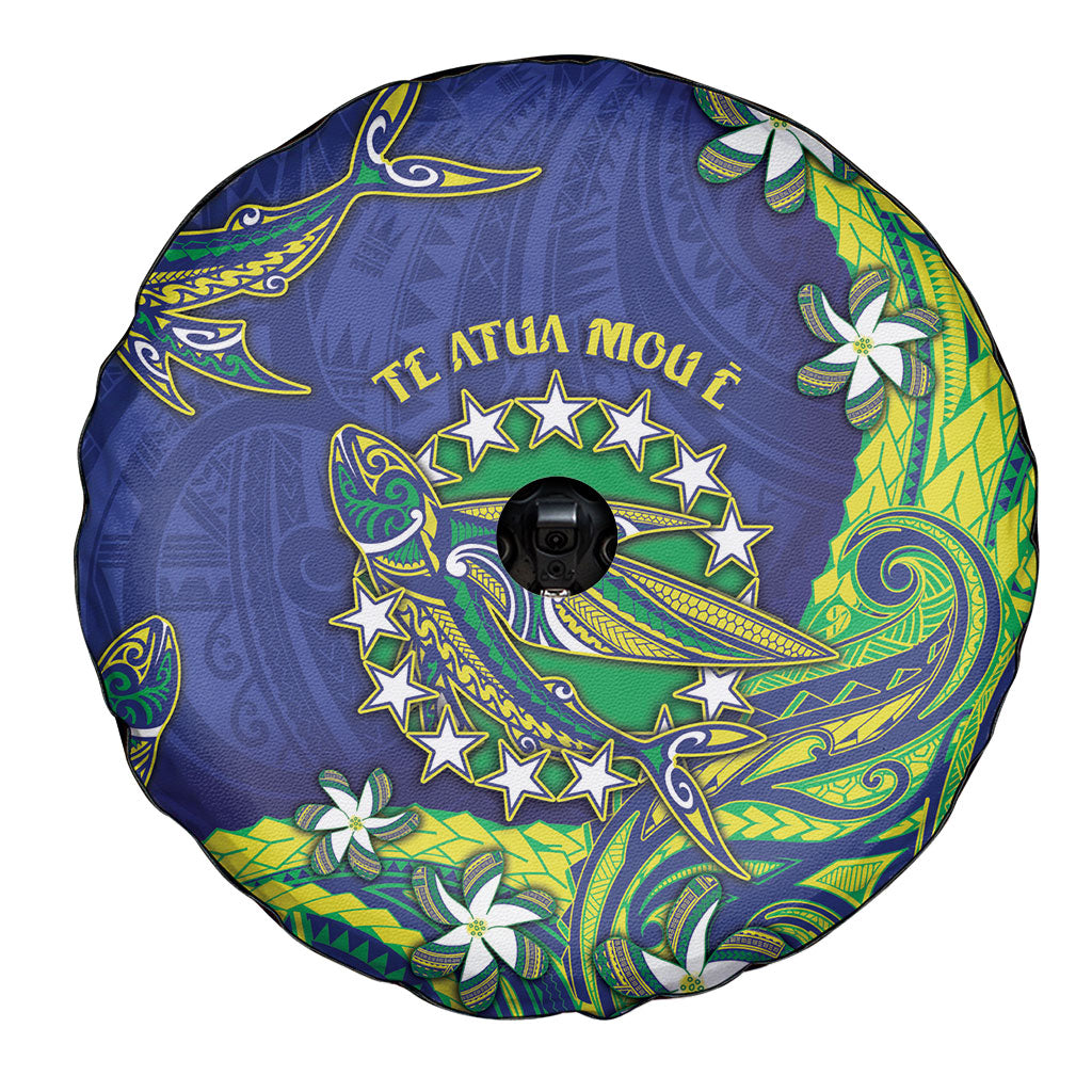Cook Islands Language Week Spare Tire Cover Flying Fish 15 Stars Tribal Patterns