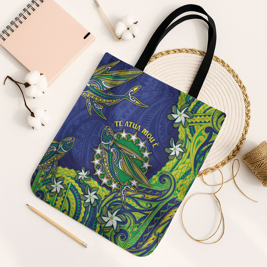 Cook Islands Language Week Tote Bag Flying Fish 15 Stars Tribal Patterns