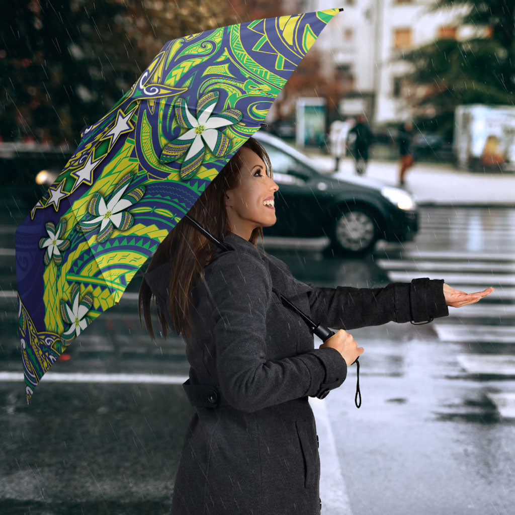 Cook Islands Language Week Umbrella Flying Fish 15 Stars Tribal Patterns