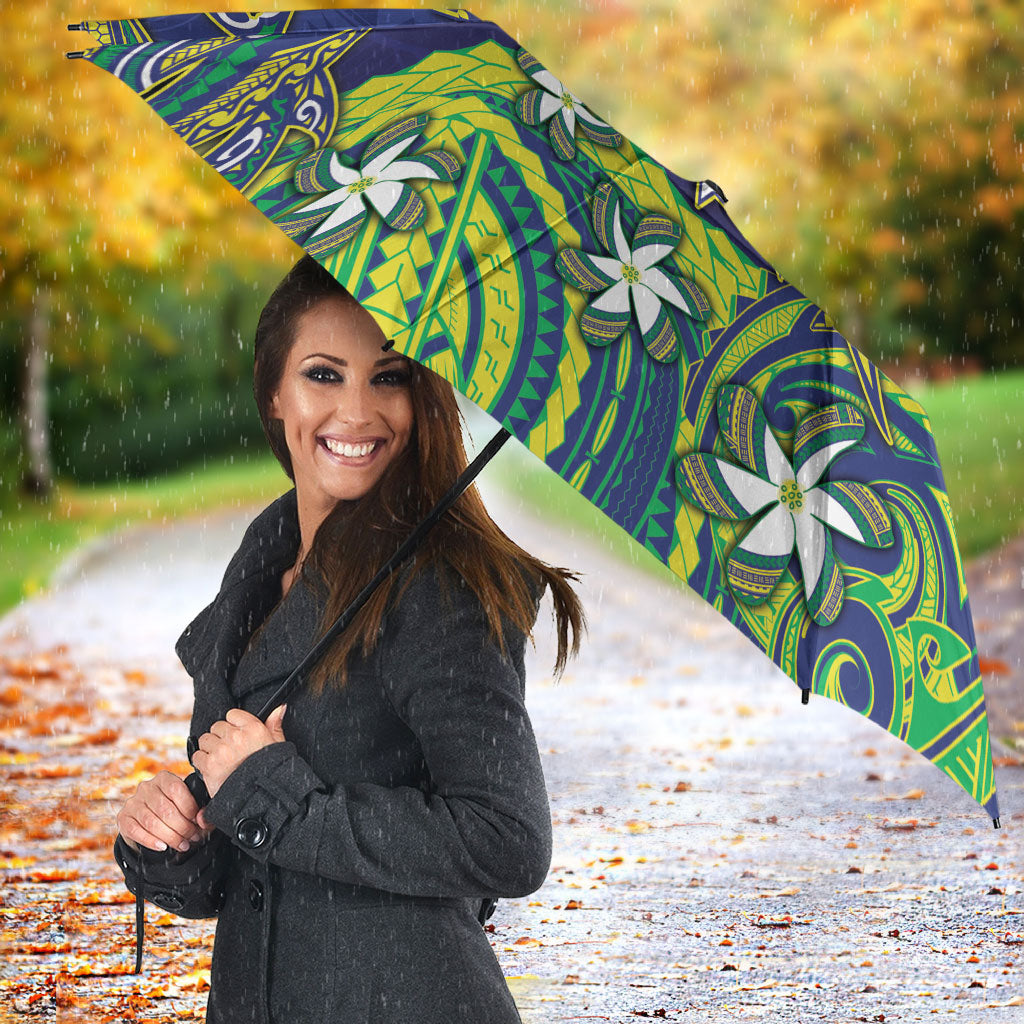 Cook Islands Language Week Umbrella Flying Fish 15 Stars Tribal Patterns