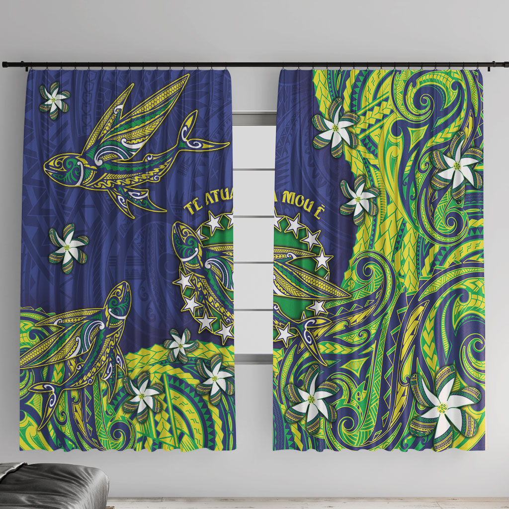 Cook Islands Language Week Window Curtain Flying Fish 15 Stars Tribal Patterns