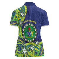 Cook Islands Language Week Women Polo Shirt Flying Fish 15 Stars Tribal Patterns