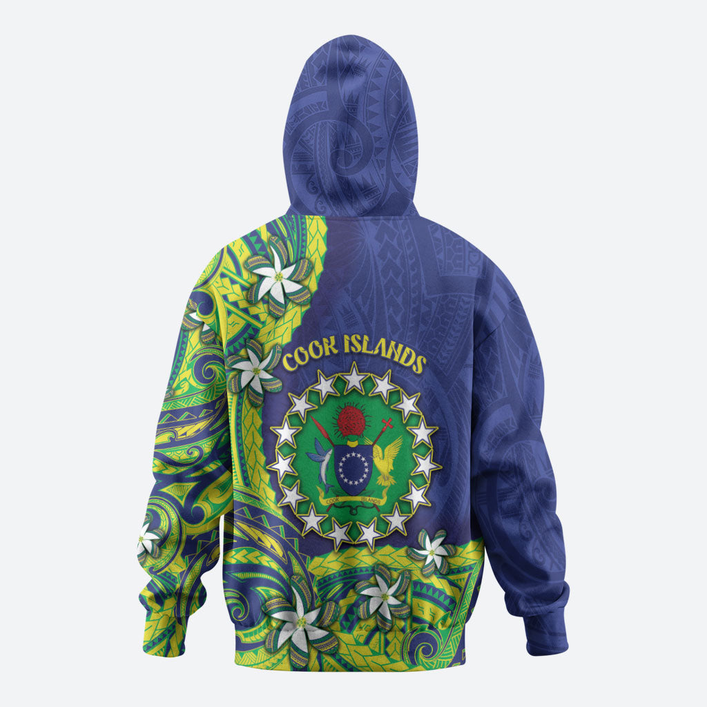Cook Islands Language Week Zip Hoodie Flying Fish 15 Stars Tribal Patterns