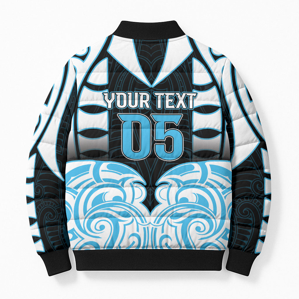 Custom Aotearoa Ngati Kahungunu Bomber Puffer Jacket New Zealand Traditional Maori Pattern