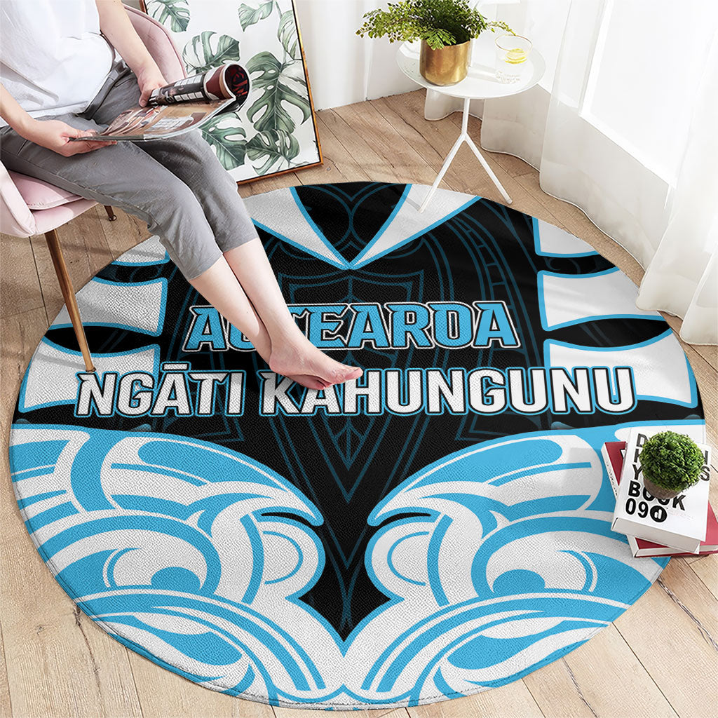 Aotearoa Ngati Kahungunu Round Carpet New Zealand Traditional Maori Pattern
