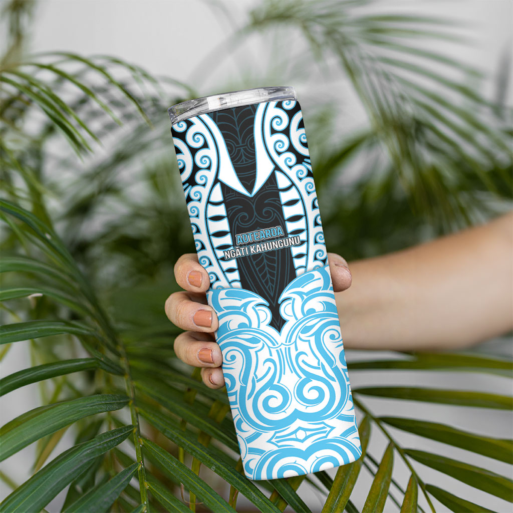 Custom Aotearoa Ngati Kahungunu Skinny Tumbler New Zealand Traditional Maori Pattern