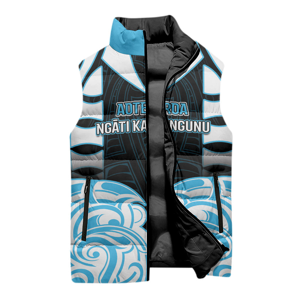 Custom Aotearoa Ngati Kahungunu Sleeveless Puffer Jacket New Zealand Traditional Maori Pattern