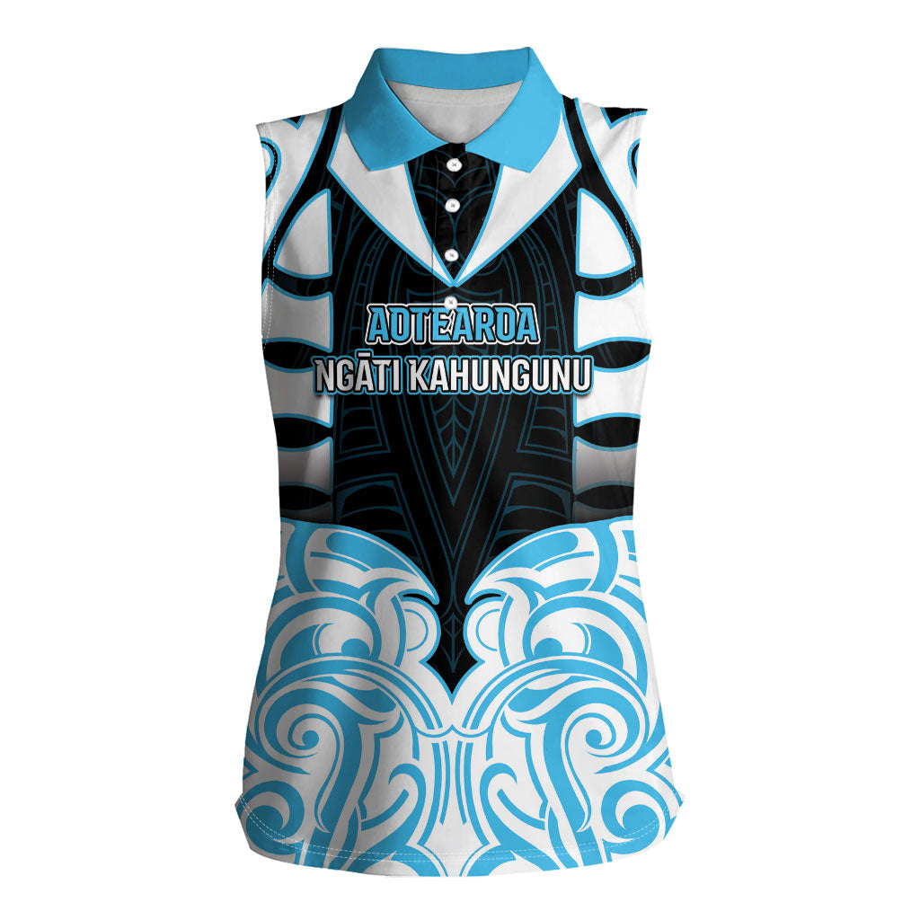 Custom Aotearoa Ngati Kahungunu Women Sleeveless Polo Shirt New Zealand Traditional Maori Pattern