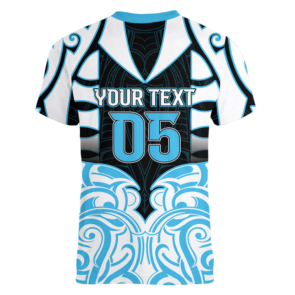Custom Aotearoa Ngati Kahungunu Women V-Neck T-Shirt New Zealand Traditional Maori Pattern