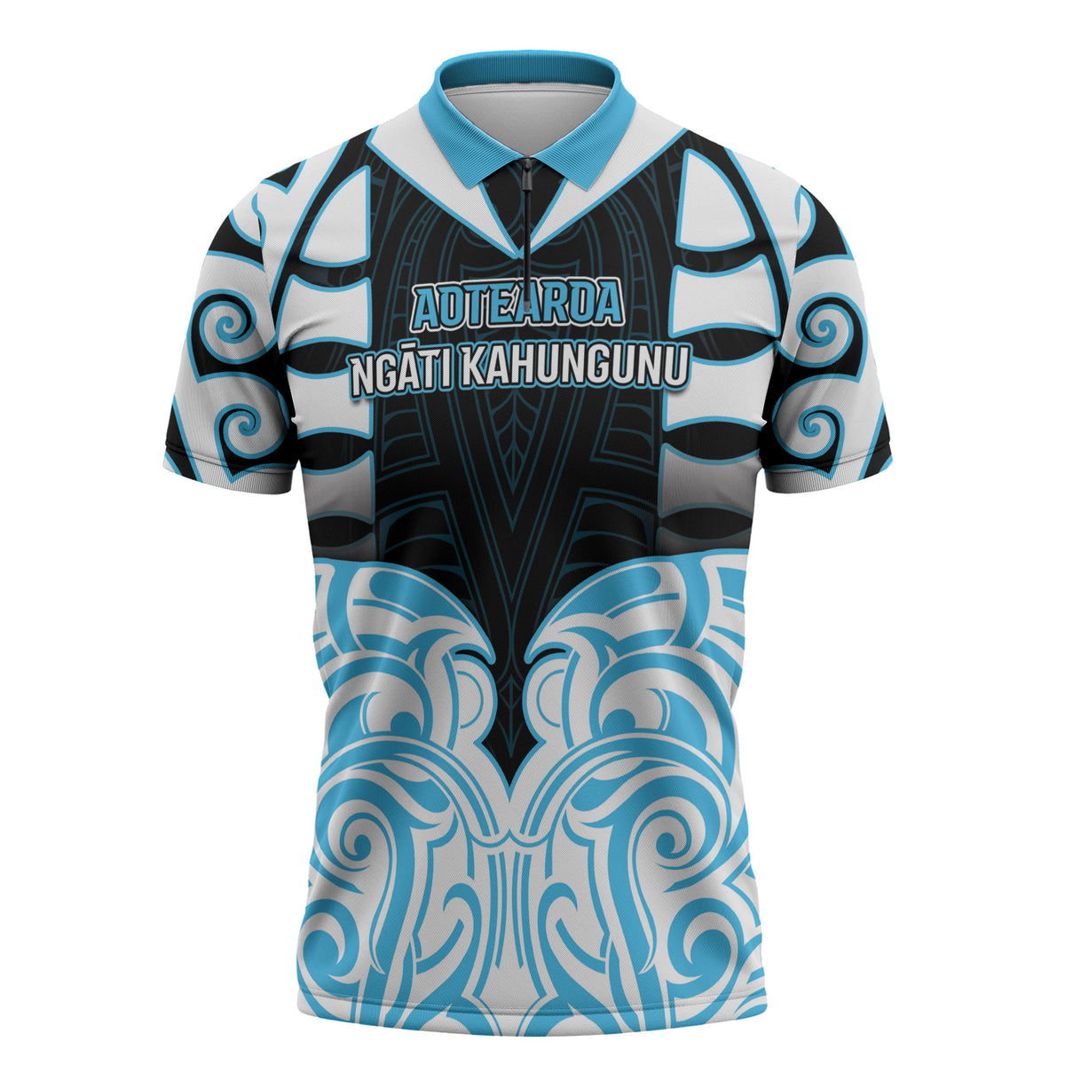 Custom Aotearoa Ngati Kahungunu Zipper Polo Shirt New Zealand Traditional Maori Pattern