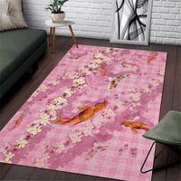 Pink Palaka Hawaiian And Japanese Area Rug Sakura Lei With Koi Fish - Polynesian Pride
