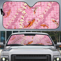 Pink Palaka Hawaiian And Japanese Auto Sun Shade Sakura Lei With Koi Fish - Polynesian Pride