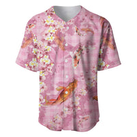 Pink Palaka Hawaiian And Japanese Baseball Jersey Sakura Lei With Koi Fish DT05 Pink - Polynesian Pride