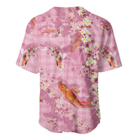 Pink Palaka Hawaiian And Japanese Baseball Jersey Sakura Lei With Koi Fish DT05 - Polynesian Pride