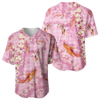 Pink Palaka Hawaiian And Japanese Baseball Jersey Sakura Lei With Koi Fish DT05 - Polynesian Pride