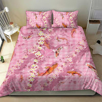 Pink Palaka Hawaiian And Japanese Bedding Set Sakura Lei With Koi Fish - Polynesian Pride