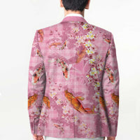 Pink Palaka Hawaiian And Japanese Blazer Sakura Lei With Koi Fish - Polynesian Pride