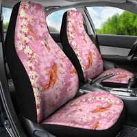 Pink Palaka Hawaiian And Japanese Car Seat Cover Sakura Lei With Koi Fish - Polynesian Pride