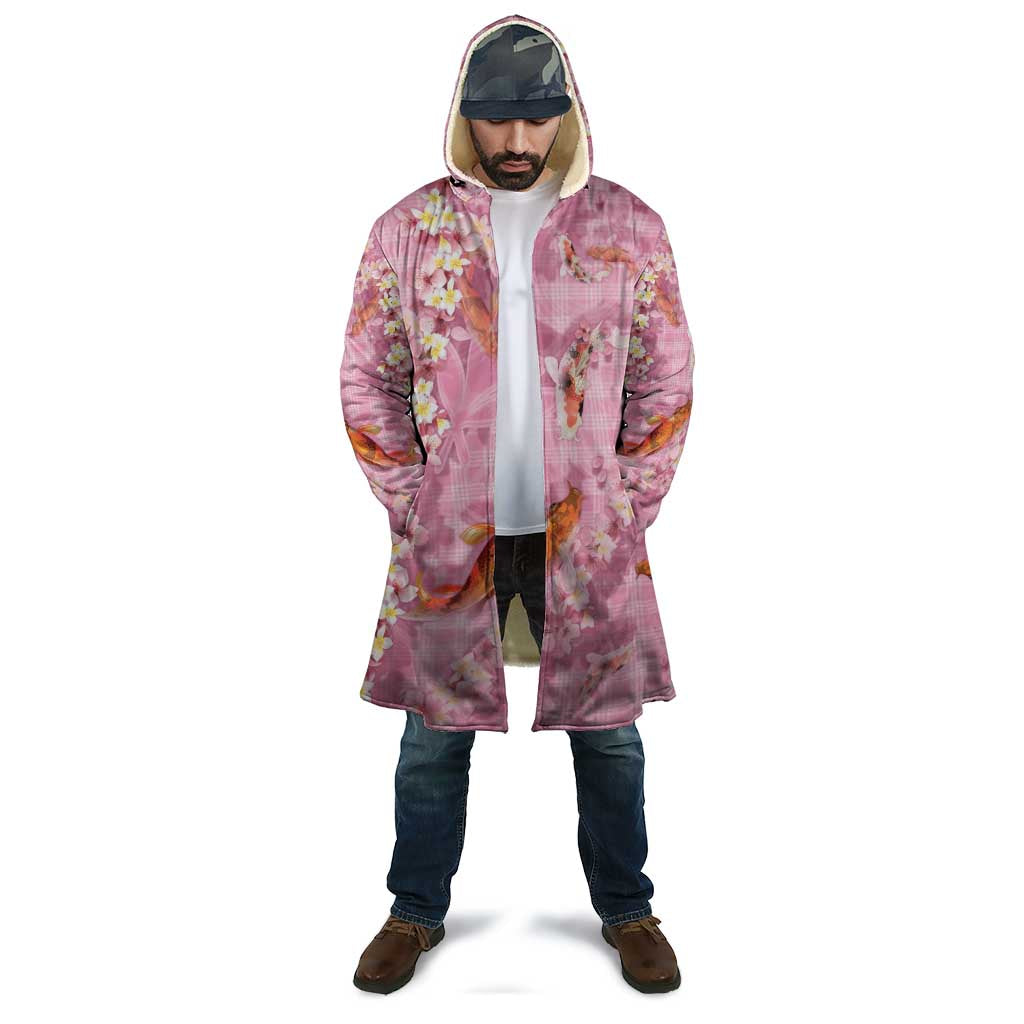 Pink Palaka Hawaiian And Japanese Cloak Sakura Lei With Koi Fish DT05 - Polynesian Pride