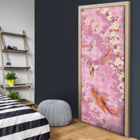 Pink Palaka Hawaiian And Japanese Door Cover Sakura Lei With Koi Fish DT05 - Polynesian Pride