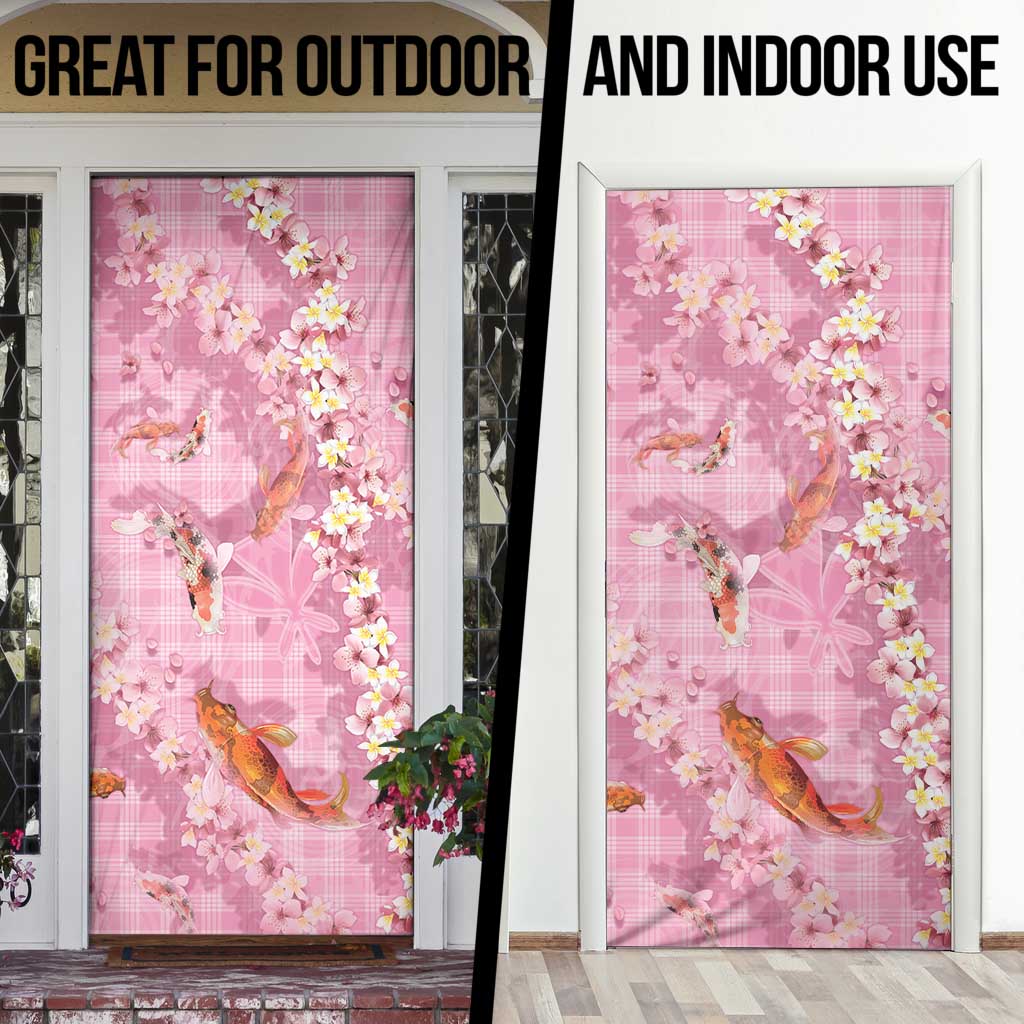 Pink Palaka Hawaiian And Japanese Door Cover Sakura Lei With Koi Fish DT05 - Polynesian Pride