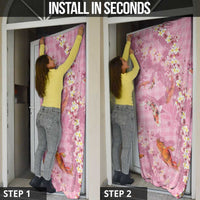 Pink Palaka Hawaiian And Japanese Door Cover Sakura Lei With Koi Fish DT05 - Polynesian Pride