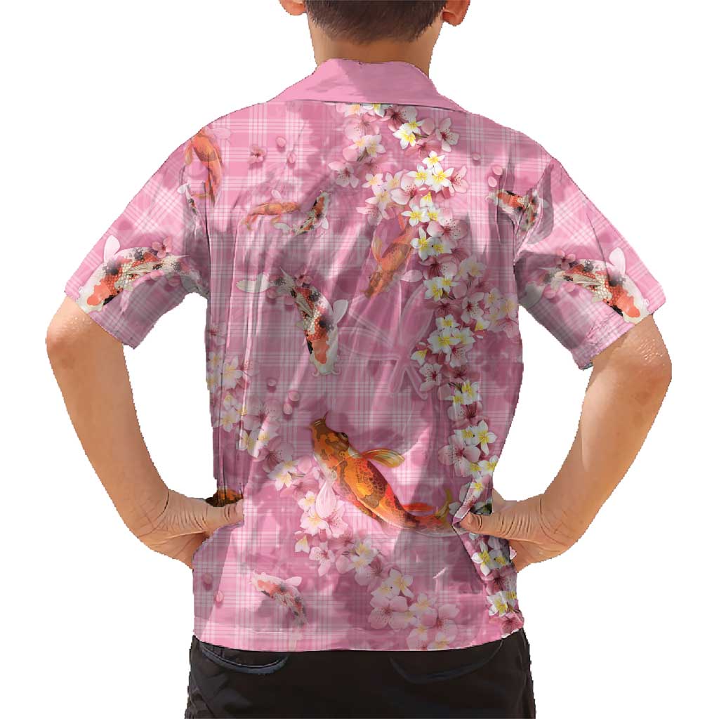 Pink Palaka Hawaiian And Japanese Family Matching Puletasi and Hawaiian Shirt Sakura Lei With Koi Fish - Polynesian Pride