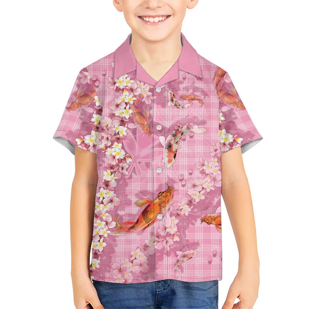 Pink Palaka Hawaiian And Japanese Hawaiian Shirt Sakura Lei With Koi Fish DT05 - Polynesian Pride