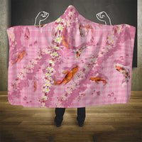Pink Palaka Hawaiian And Japanese Hooded Blanket Sakura Lei With Koi Fish DT05 - Polynesian Pride