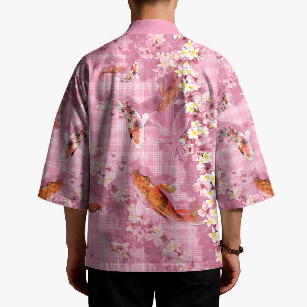 Pink Palaka Hawaiian And Japanese Kimono Sakura Lei With Koi Fish - Polynesian Pride