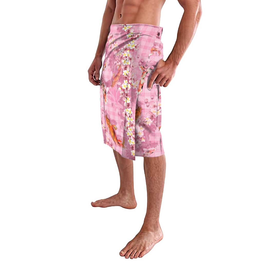 Pink Palaka Hawaiian And Japanese Lavalava Sakura Lei With Koi Fish DT05 - Polynesian Pride
