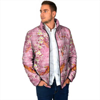Pink Palaka Hawaiian And Japanese Padded Jacket Sakura Lei With Koi Fish DT05 - Polynesian Pride