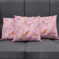 Pink Palaka Hawaiian And Japanese Pillow Cover Sakura Lei With Koi Fish - Polynesian Pride