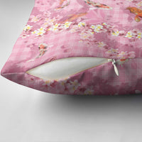 Pink Palaka Hawaiian And Japanese Pillow Cover Sakura Lei With Koi Fish - Polynesian Pride