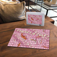 Pink Palaka Hawaiian And Japanese Puzzle Sakura Lei With Koi Fish DT05 - Polynesian Pride