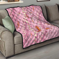 Pink Palaka Hawaiian And Japanese Quilt Sakura Lei With Koi Fish - Polynesian Pride