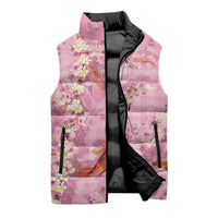 Pink Palaka Hawaiian And Japanese Sleeveless Puffer Jacket Sakura Lei With Koi Fish DT05 - Polynesian Pride