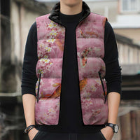 Pink Palaka Hawaiian And Japanese Sleeveless Puffer Jacket Sakura Lei With Koi Fish DT05 - Polynesian Pride