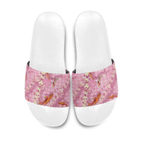Pink Palaka Hawaiian And Japanese Slide Sandals Sakura Lei With Koi Fish - Polynesian Pride