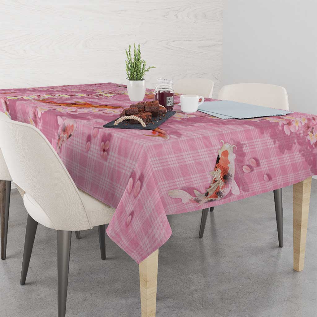 Pink Palaka Hawaiian And Japanese Tablecloth Sakura Lei With Koi Fish DT05 - Polynesian Pride