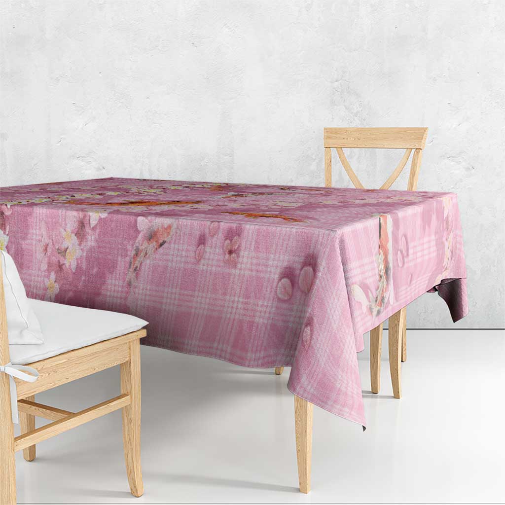 Pink Palaka Hawaiian And Japanese Tablecloth Sakura Lei With Koi Fish DT05 - Polynesian Pride