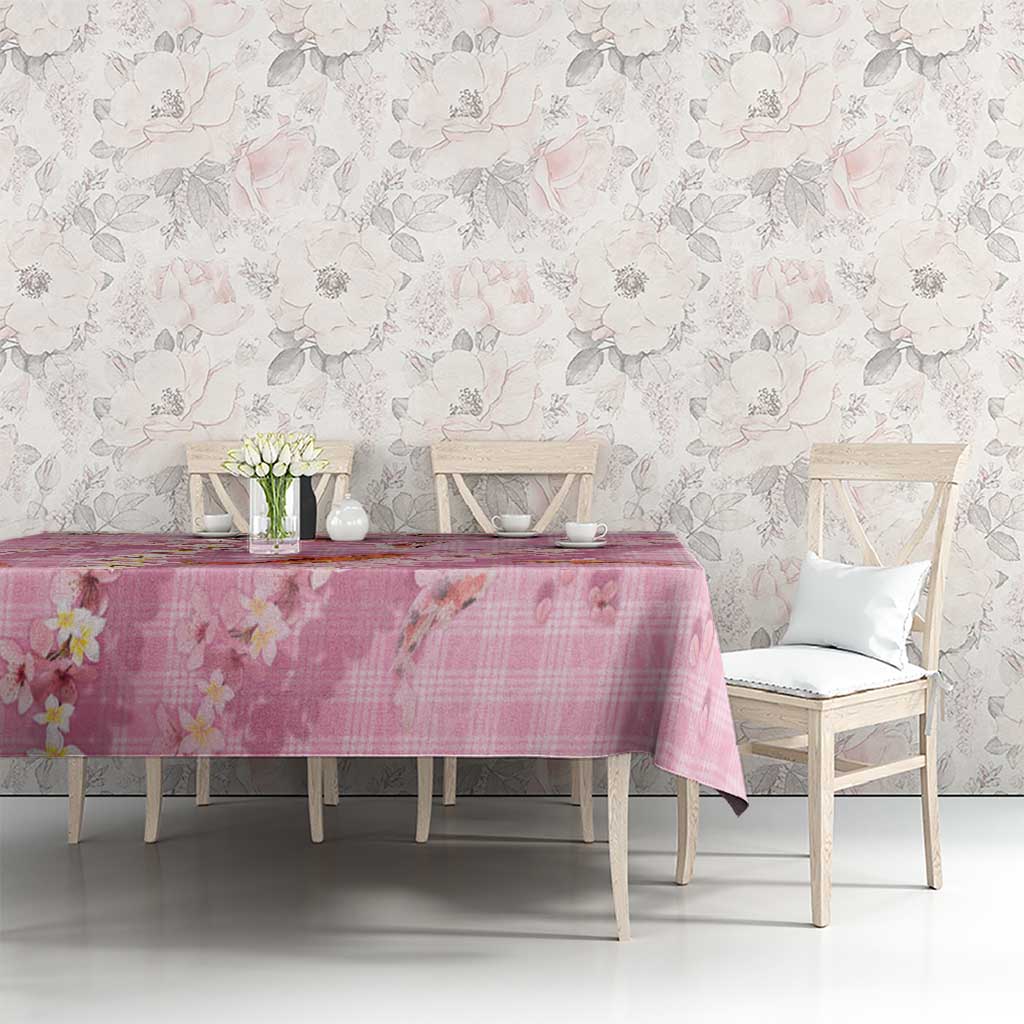 Pink Palaka Hawaiian And Japanese Tablecloth Sakura Lei With Koi Fish DT05 - Polynesian Pride