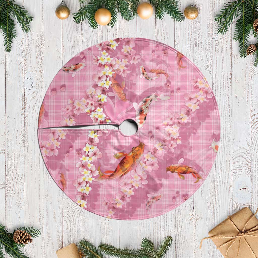 Pink Palaka Hawaiian And Japanese Tree Skirt Sakura Lei With Koi Fish DT05 Casual Pink - Polynesian Pride