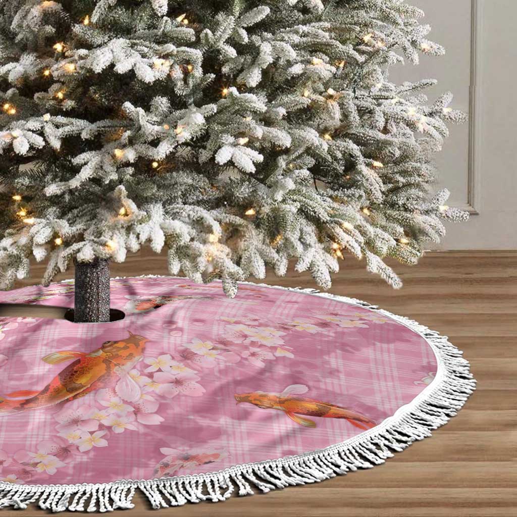 Pink Palaka Hawaiian And Japanese Tree Skirt Sakura Lei With Koi Fish DT05 - Polynesian Pride