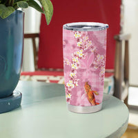 Pink Palaka Hawaiian And Japanese Tumbler Cup Sakura Lei With Koi Fish - Polynesian Pride